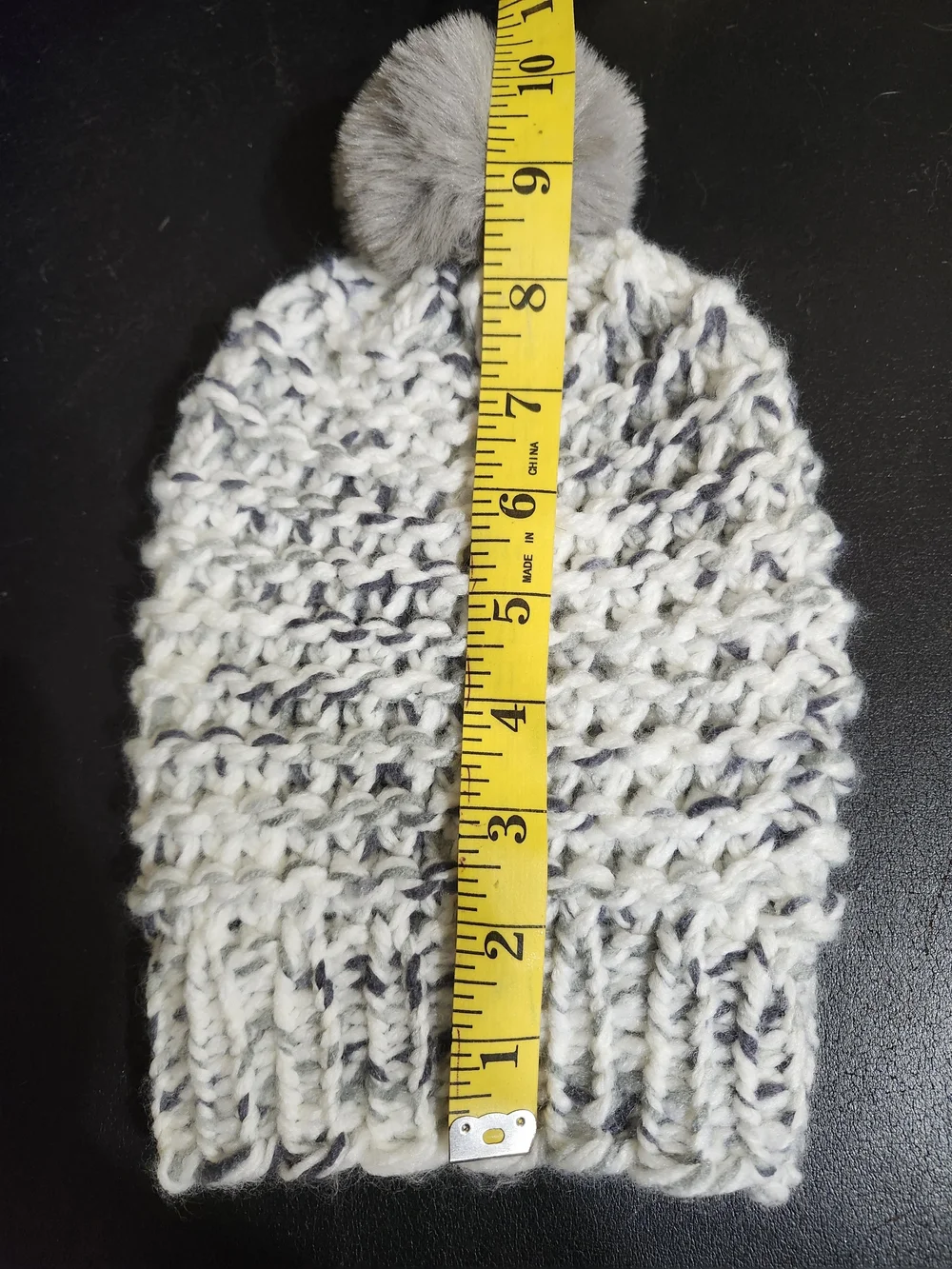 Cozy Grey Pom Pom Knit Beanie - Kids
